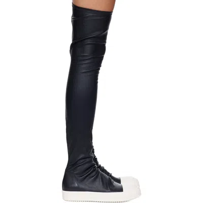Rick Owens Blackwhite Solid High Stocking Sneaks Boots In Black