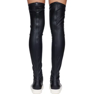 Rick Owens Blackwhite Solid High Stocking Sneaks Boots In Black