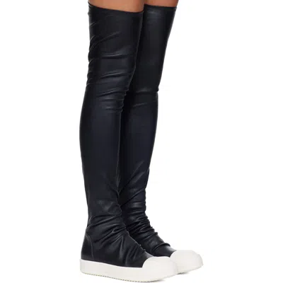 Rick Owens Blackwhite Solid High Stocking Sneaks Boots In Black