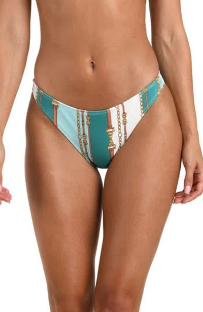 L'agence Nicole Belt Stripe Classic Bikini Bottom In Multi