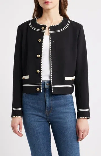 Frame Button Embellished Jacket In Black