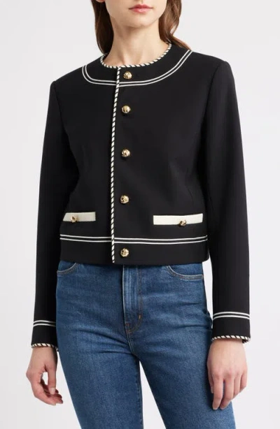 Frame Button Embellished Jacket In Black