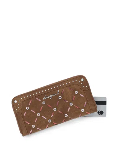 Desigual Stud-embellished Wallet In Red