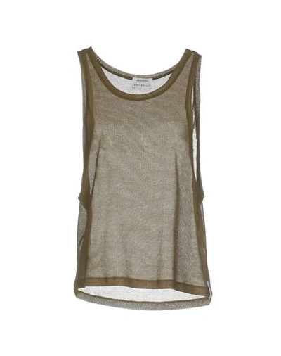 Anthony Vaccarello Tank Top In Military Green