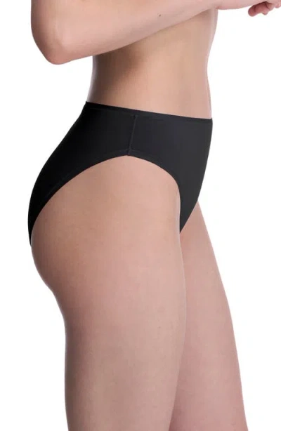 Natori Bliss Bare Cotton High Cut Briefs In Black