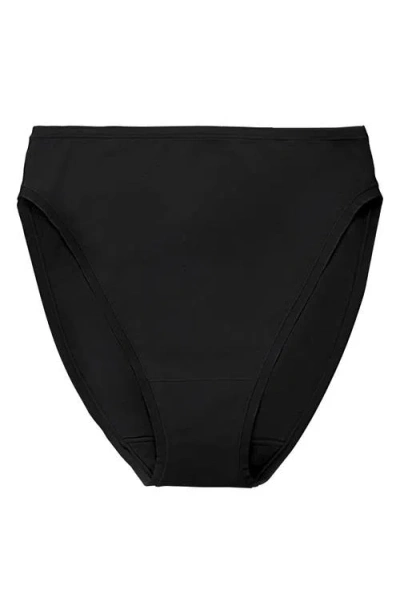 Natori Bliss Bare Cotton High Cut Briefs In Black