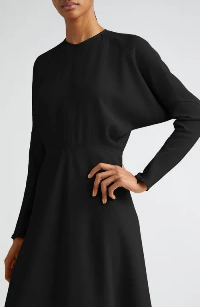 Victoria Beckham Dolman Long Sleeve Cady Midi Dress In Black