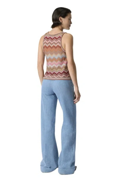 Missoni Sleeveless Top In Viscose Chevron With Snake Motif In Brown