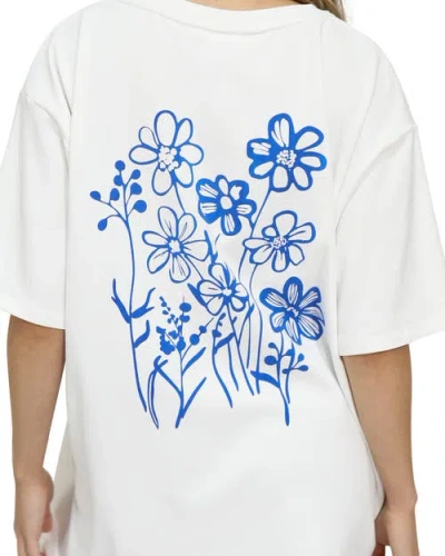 Belle & Bloom Back To Bloom Oversized T-shirt In White