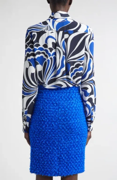 St John St. John Midcentury Scroll Button-up Shirt In Blue