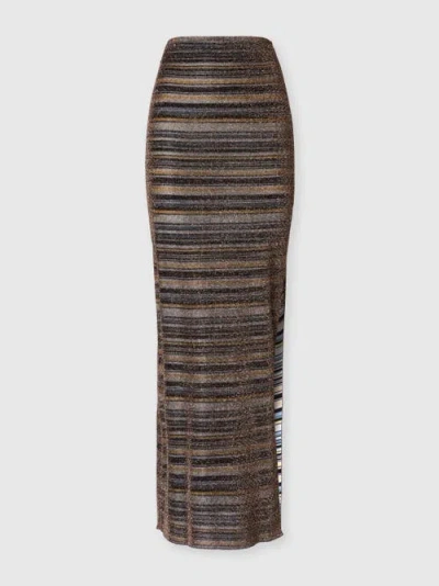 Missoni Striped Split Skirt In Brown