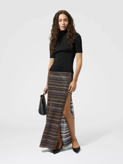Missoni Striped Split Skirt In Brown
