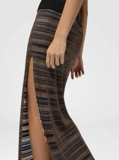 Missoni Striped Split Skirt In Brown