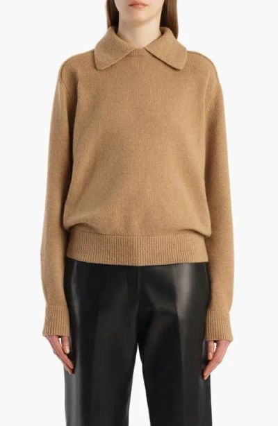 Khaite Womens Camel Jackson Collared Wool And Cashmere-blend Jumper In Brown
