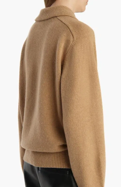 Khaite Womens Camel Jackson Collared Wool And Cashmere-blend Jumper In Brown