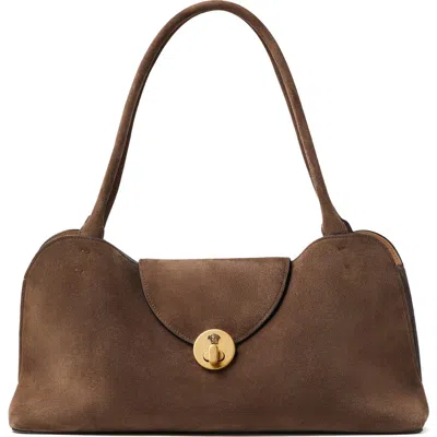 Versace Medium Suede Shoulder Bag In Orange