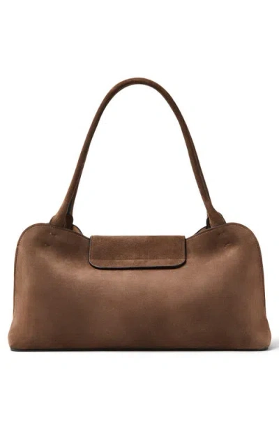 Versace Medium Suede Shoulder Bag In Orange