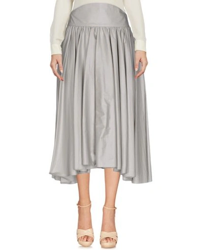 Shop Olympia Le-tan Knee Length Skirts In Grey
