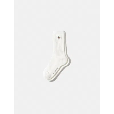Edmmond Studios Duck Logo Ribbed Crew Socks In White