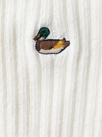 Edmmond Studios Duck Logo Ribbed Crew Socks In White