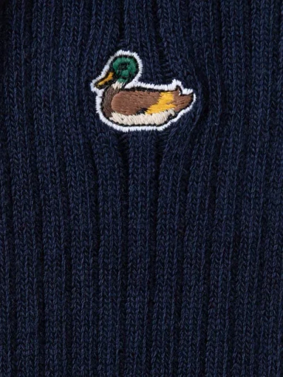 Edmmond Studios Duck-embroidered Ribbed Socks In Black
