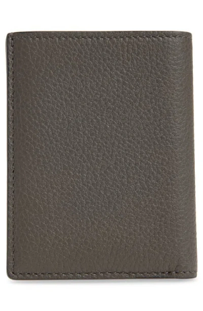 Tom Ford Leather Folding Card Holder In Gray