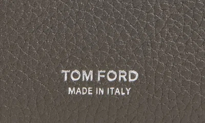Tom Ford Leather Folding Card Holder In Gray