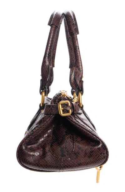 Chloé Paddington Embossed Python Effect Shoulder Bag In Brown