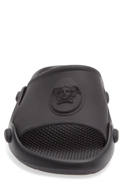 Versace Nettuno Medusa Head Open-toe Sliders In Black