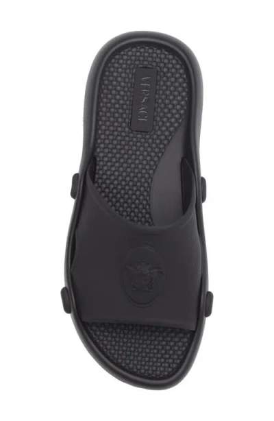Versace Nettuno Medusa Head Open-toe Sliders In Black