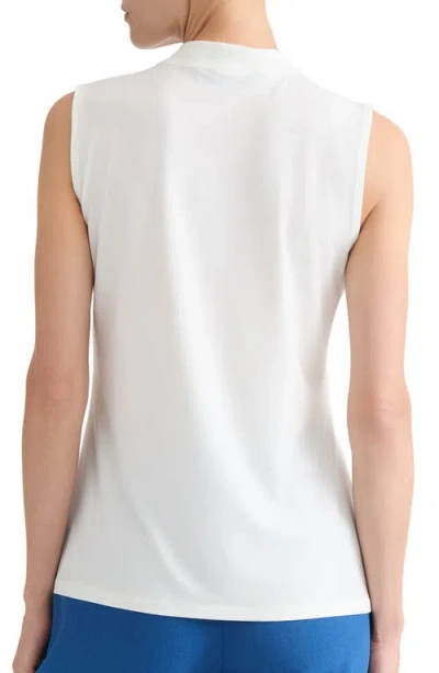 Kasper Tie Front Sleeveless Stretch Top In White