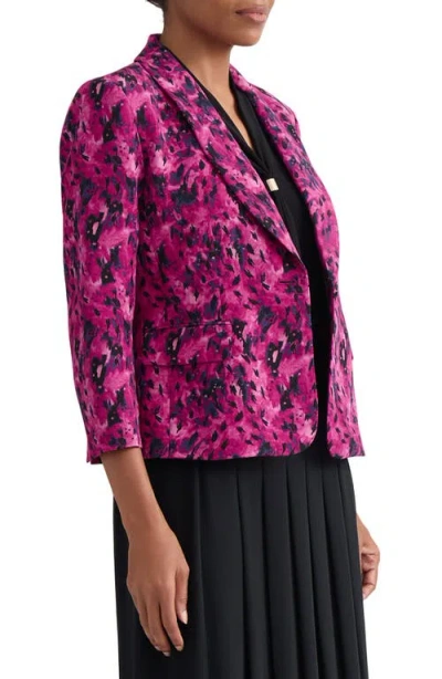 Kasper Abstract Print Scuba One-button Blazer In Multi