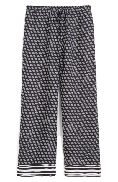 Madewell Print Pull-on Satin Pants In Blue