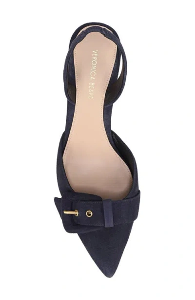 Veronica Beard Lenora Leather Slingback Pump In Blue