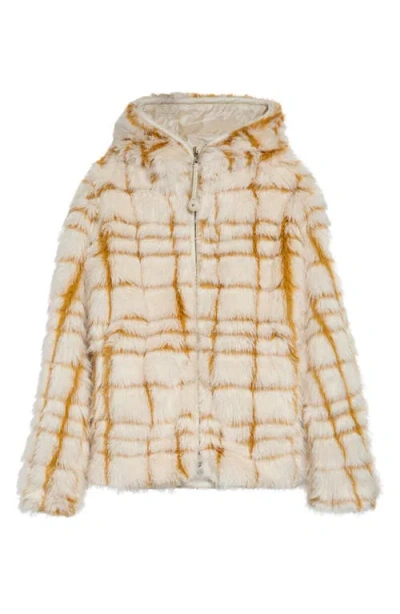 Moncler Check-patterned Faux-fur Jacket In White
