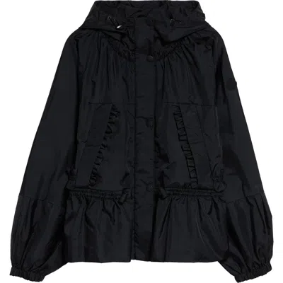Moncler Imaginaire Short Nylon Canvas Parka In Black