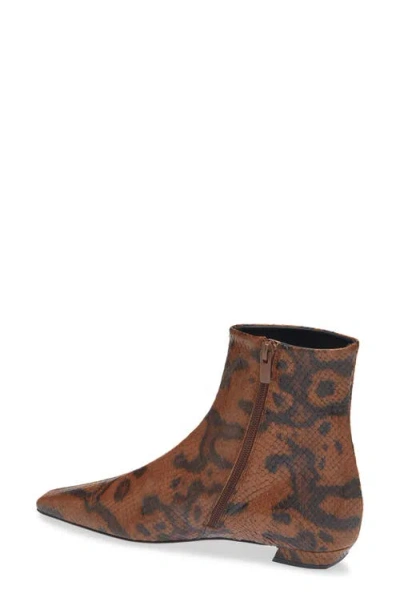 Proenza Schouler Trap Flat Ankle Boots In Embossed-python In Brown