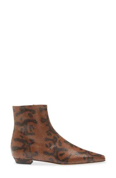 Proenza Schouler Trap Flat Ankle Boots In Embossed-python In Brown