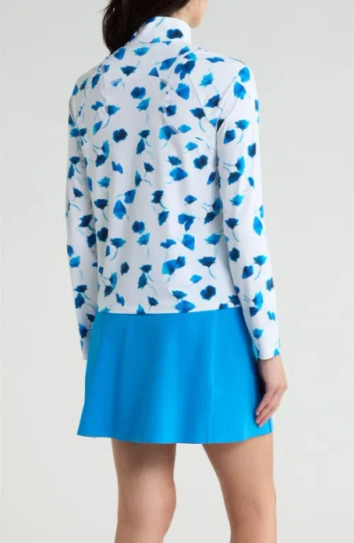 G/fore Floral Silky Tech Quarter Zip Pullover In White