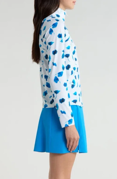 G/fore Floral Silky Tech Quarter Zip Pullover In White