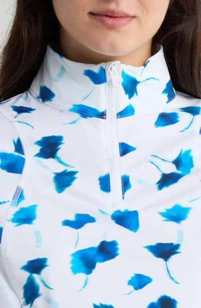 G/fore Floral Silky Tech Quarter Zip Pullover In White