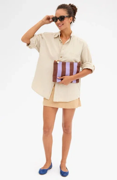 Clare V . Flat Stripe Canvas Clutch In Multi