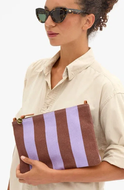 Clare V . Flat Stripe Canvas Clutch In Multi