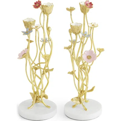 Michael Aram Wildflowers 2-piece Candleholder Set In Gold