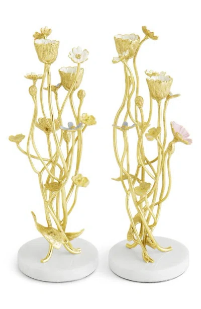 Michael Aram Wildflowers 2-piece Candleholder Set In Gold