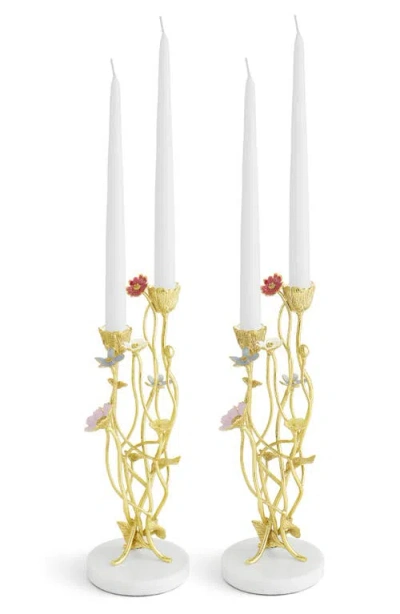 Michael Aram Wildflowers 2-piece Candleholder Set In Gold