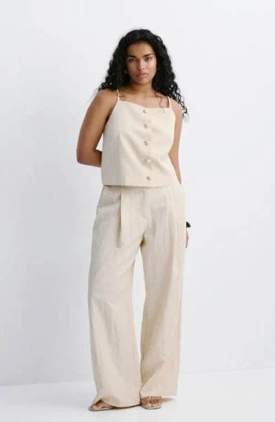 Mango Tailored Straight Leg Pants In White