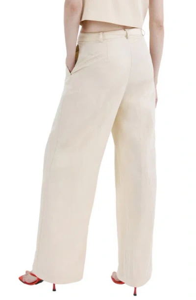 Mango Tailored Straight Leg Pants In White