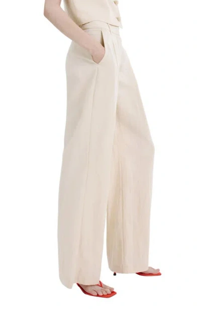 Mango Tailored Straight Leg Pants In White