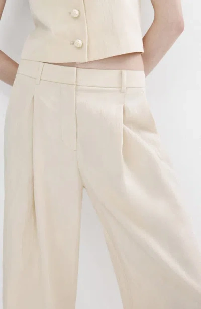 Mango Tailored Straight Leg Pants In White